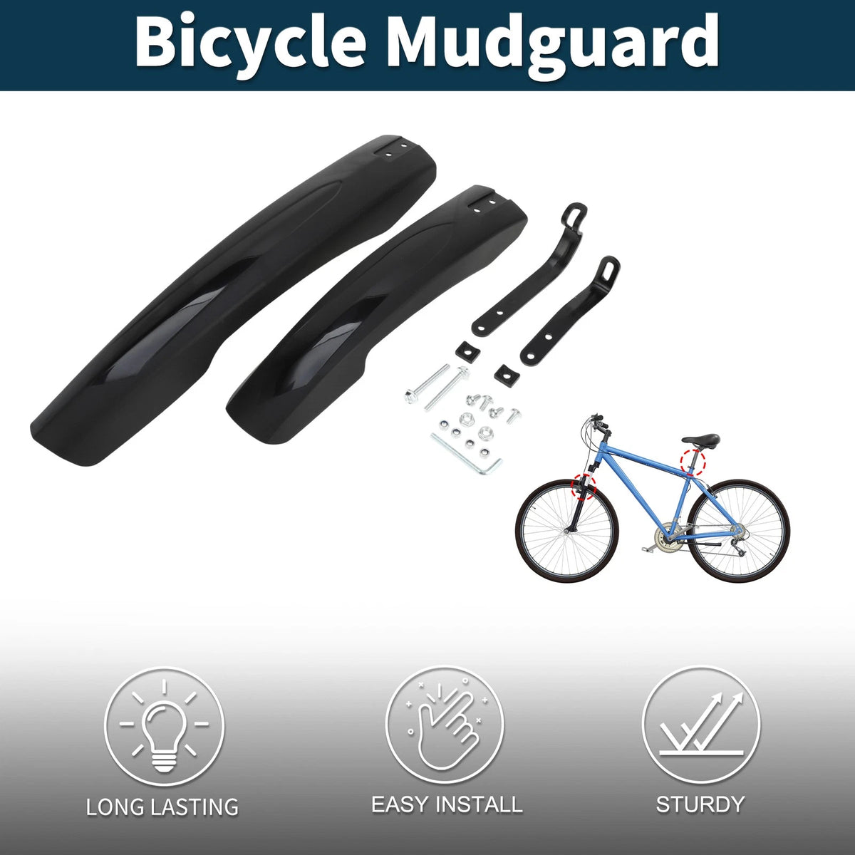 MTB Bicycle Mudguard Front Rear Set for Road Bike (13.19–17.91 in)