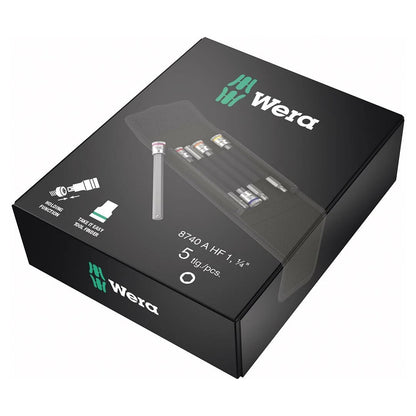 Set of 5 Wera 1/4" Drive Long Hex-Plus Bits for Zyklop
