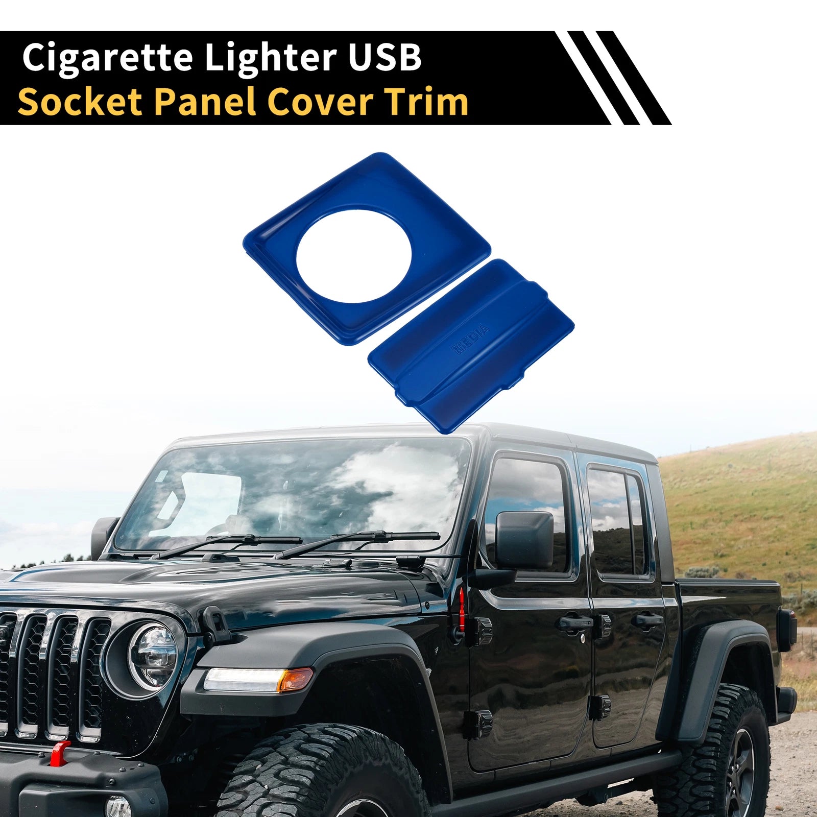 Cigarette Lighter USB Socket Panel Cover Trim for Jeep Wrangler JL (2018–2024) Blue