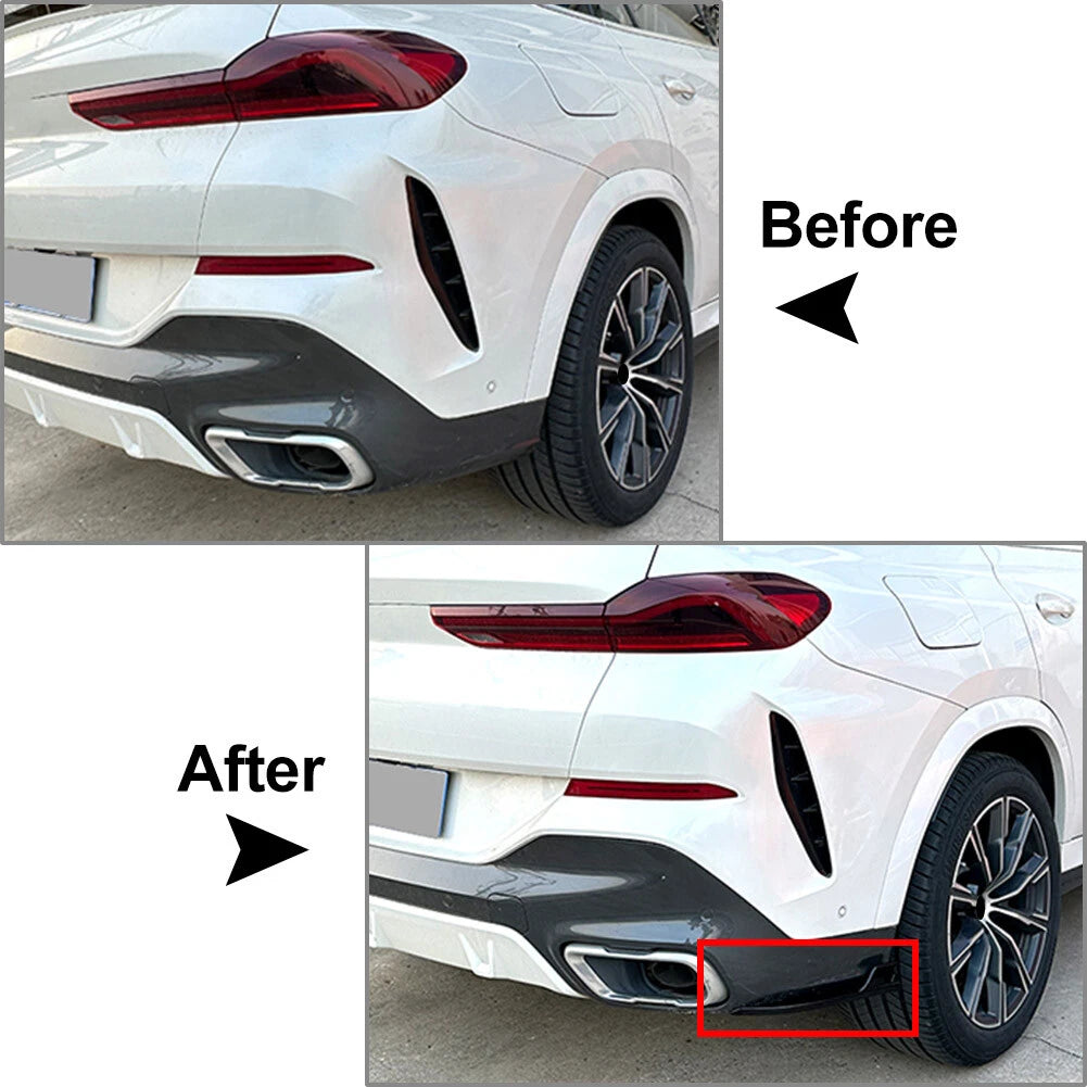 Rear Bumper Lip Wrap Angle Spoiler for BMW X6 G06 (2020–2022) Black