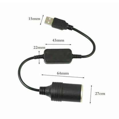USB A Male To 12V Car Socket Female Converter/Adapter Cable Rt