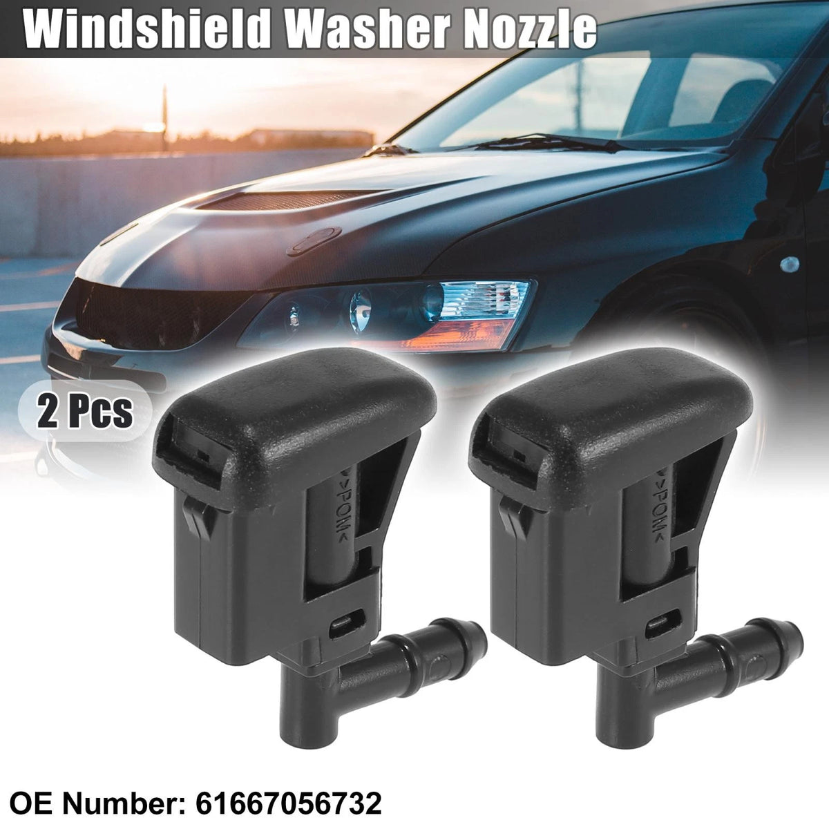 2pcs Windshield Washer Nozzles Spray Jet for BMW 3 Series E46 (1998–2006) 61667056732