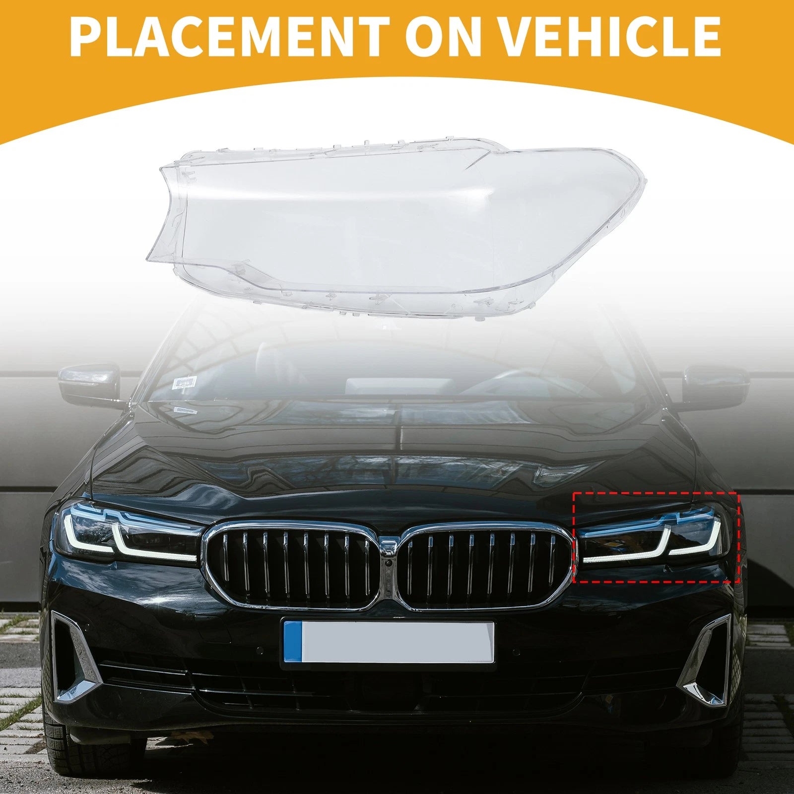 Front Left Headlight Lens Cover Replacement for BMW 5 Series (2017–2018)