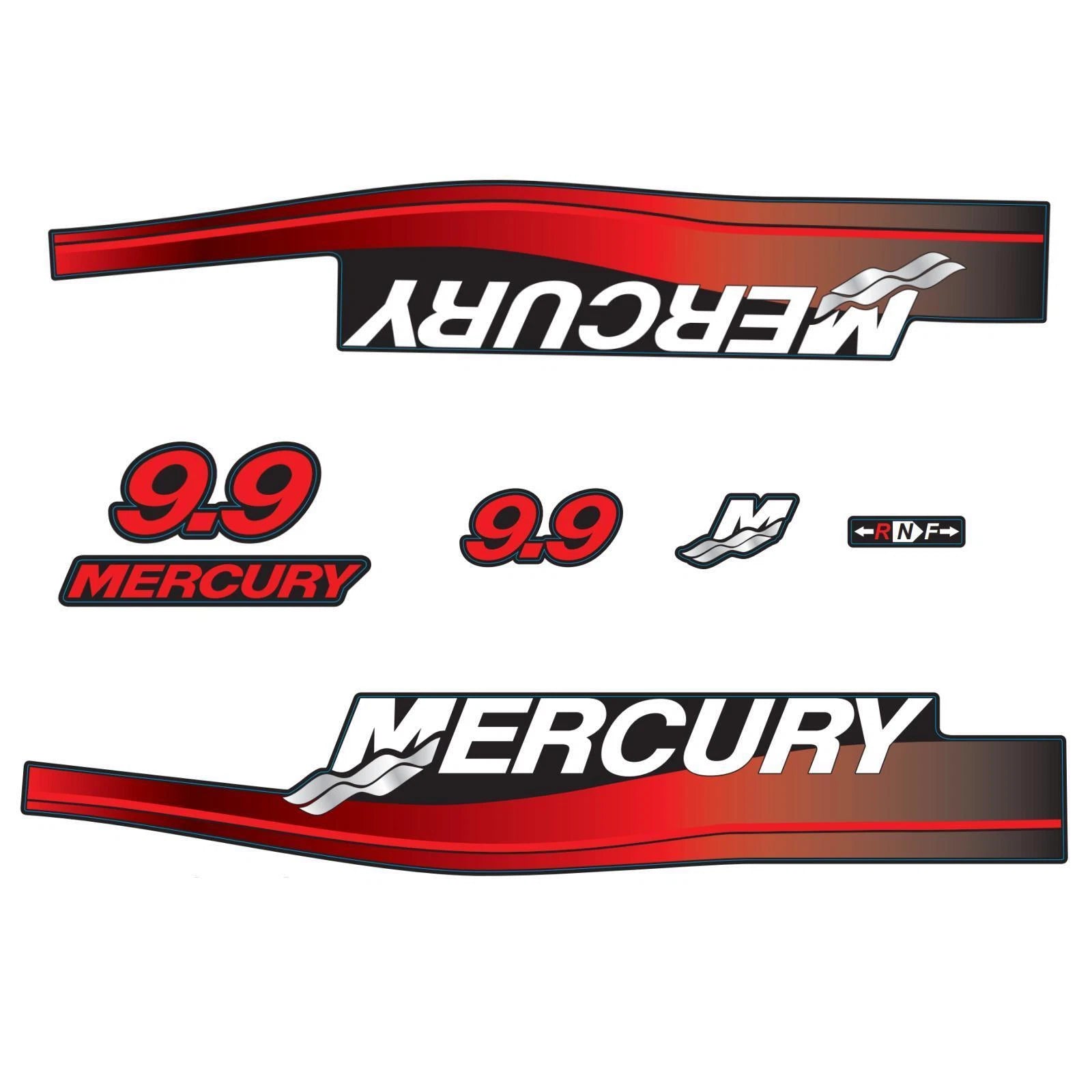 Decal Set for Mercury 9.9 HP Outboard Motor (12836A00)