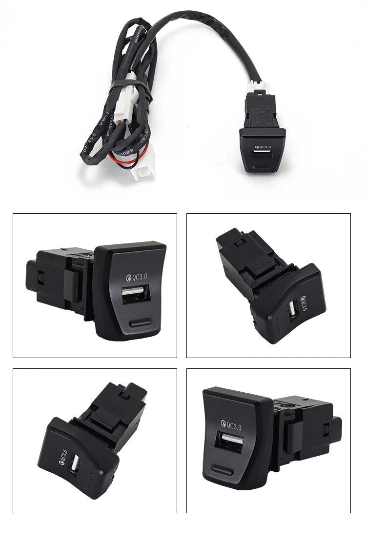 USB Adapter QC 3.0 Fast Charger Hub for Toyota RAV4 (2020–2022) LED