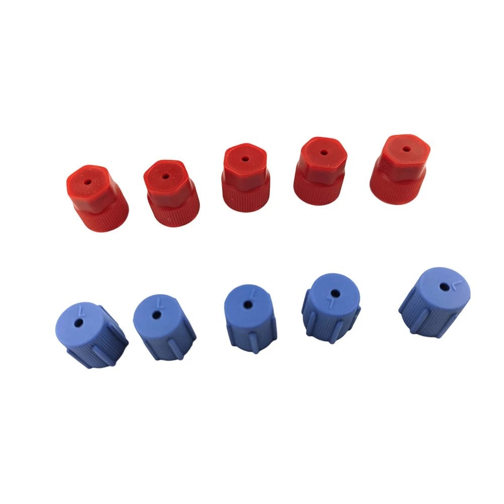 Leak for proof For R134a AC Valve Covers 10pcs Red Blue ABS Fit Most Vehicles