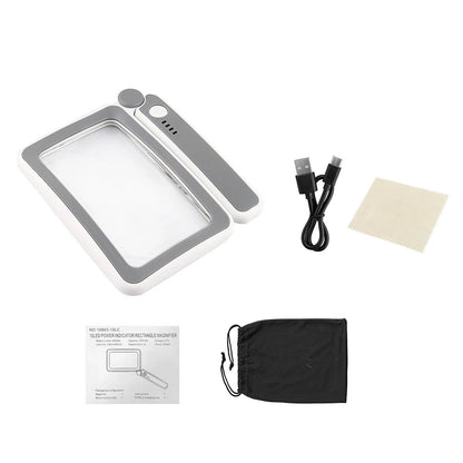 Rechargeable 4x Rectangular Magnifier with LED Light for Needlework
