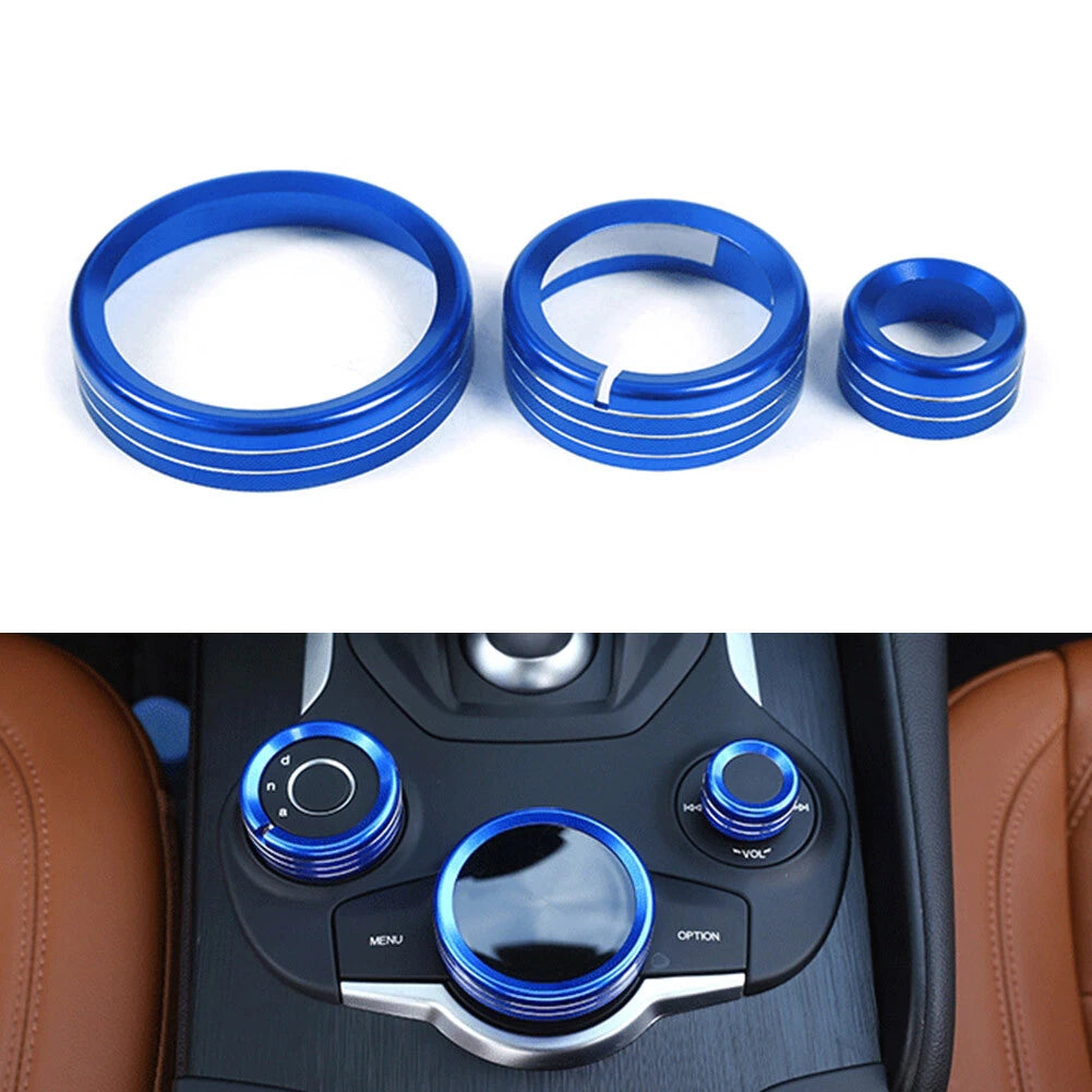 Blue Central Control Multimedia Knob Ring for Alfa Romeo Giulia Stelvio (2017–2019)
