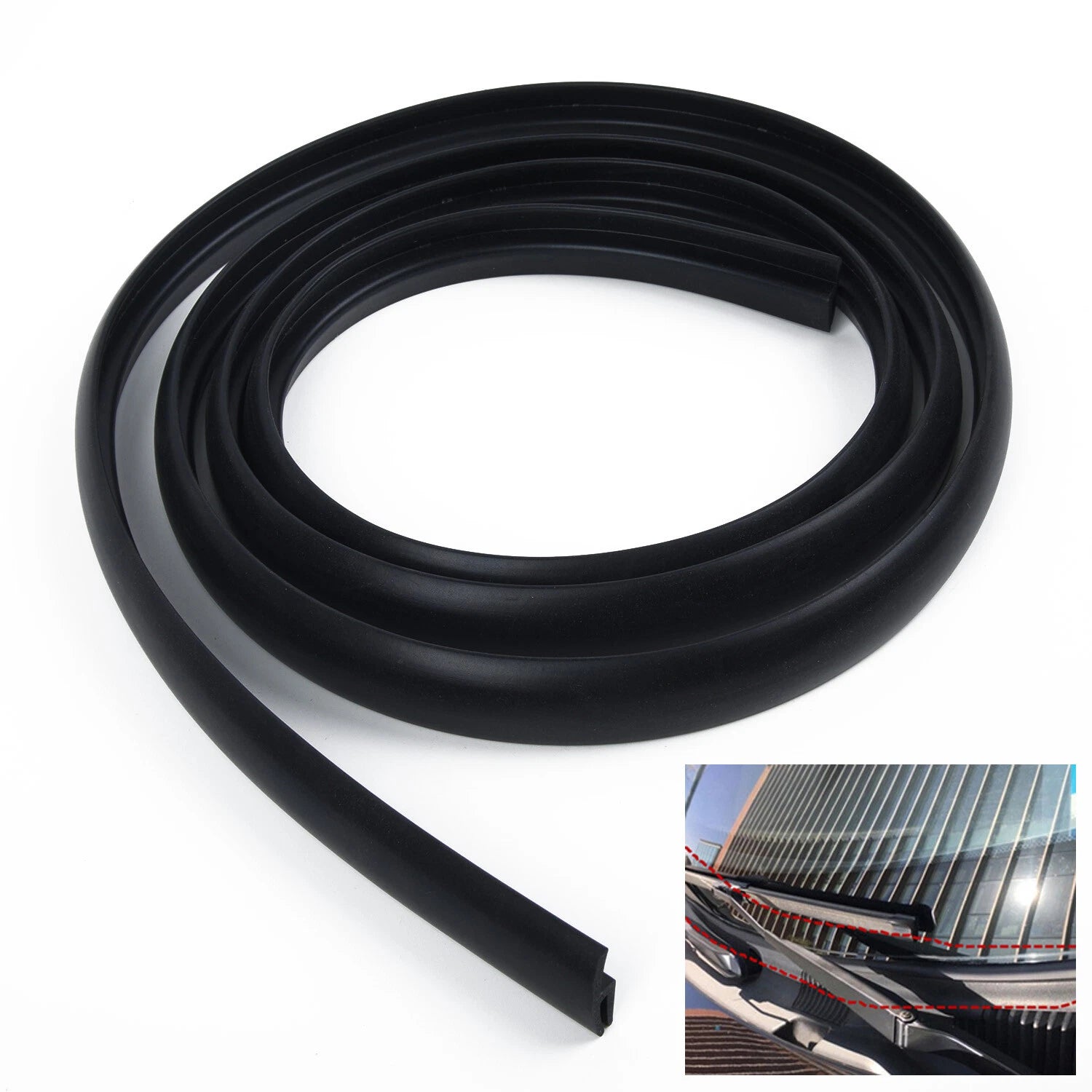 Black Rubber Sealing Strip for Car Front Windshield Panel Trim (1.7m)