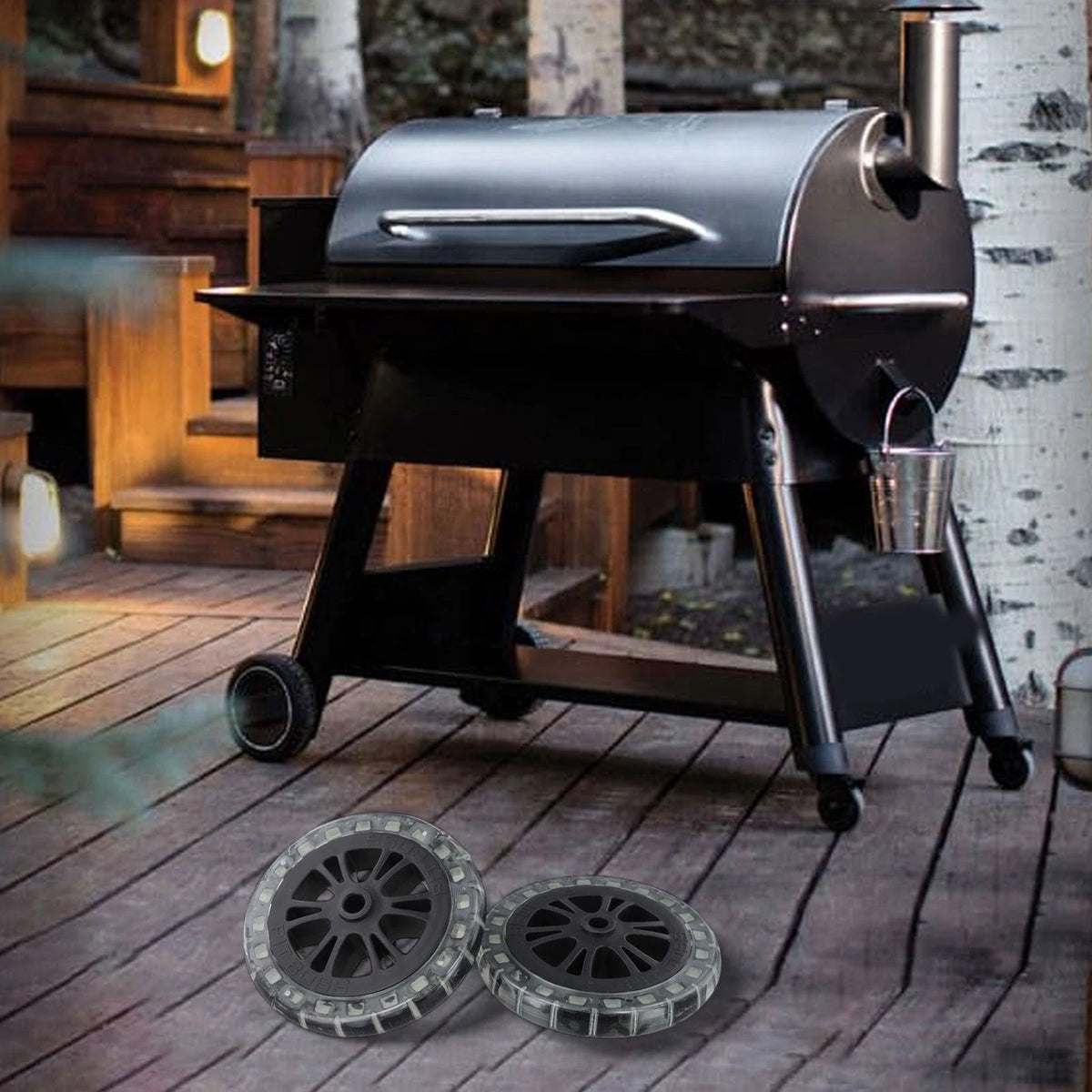 2X 7 Inch Rubber Wheels for BBQ Grill and Pellet Stove
