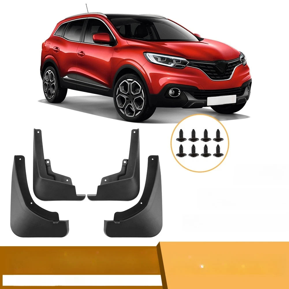 Set of 4 Black ABS Mud Flaps for Renault Kadjar (2016–2019)