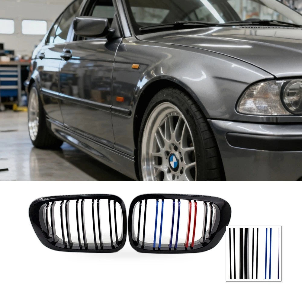 Gloss Black Dual Line M Style Grille for BMW 3 E46 M3 Coupe (1998–2002)