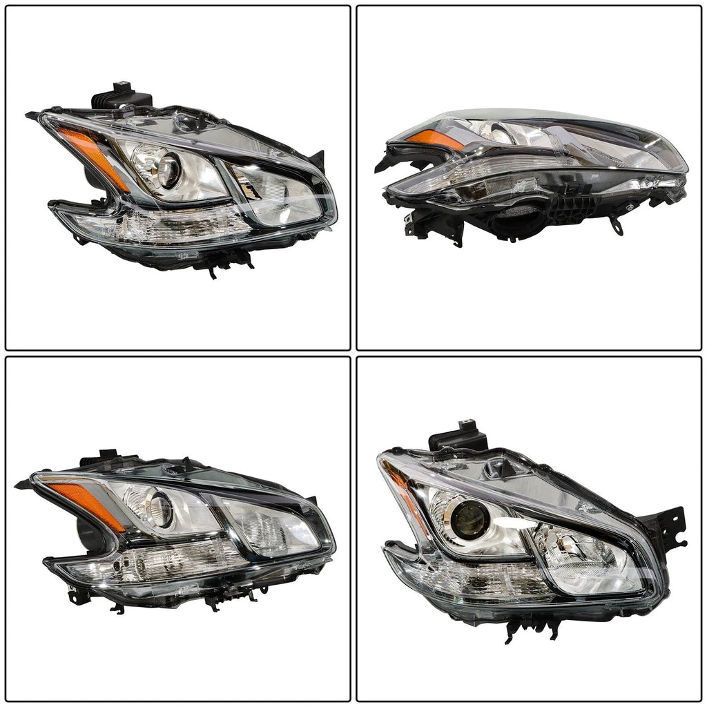 Headlight Assembly for Nissan Maxima (2009–2014) HID Light Gray Clear Pair