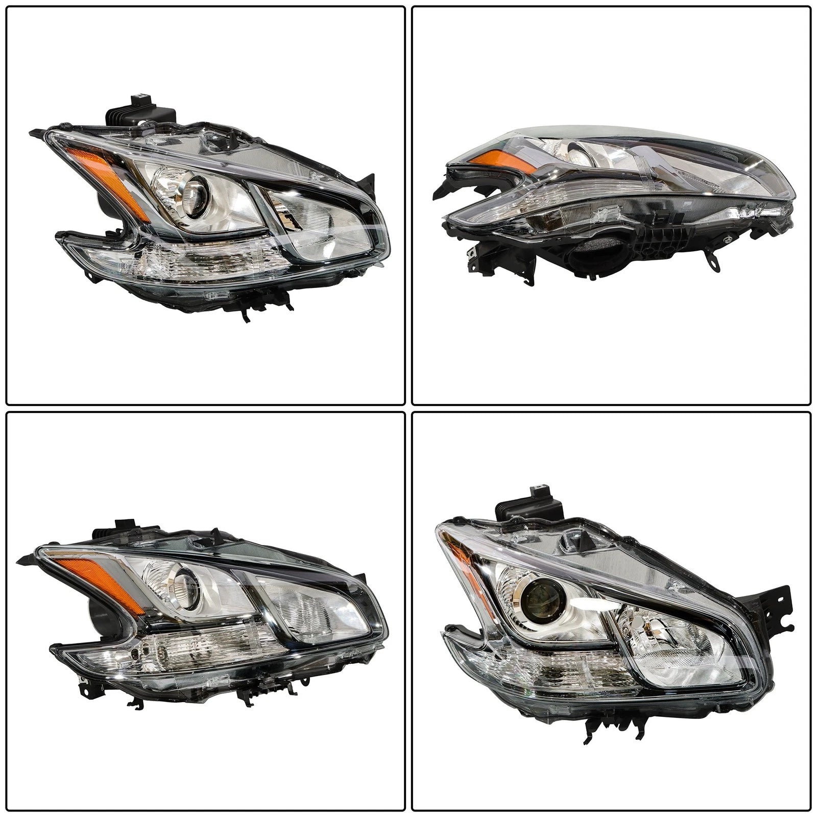 Headlight Assembly for Nissan Maxima (2009–2014) HID Light Gray Clear Pair