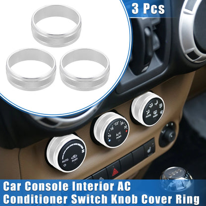 3PCS AC Switch Knob Cover Ring for Jeep Wrangler JK JKU (2011–2018)