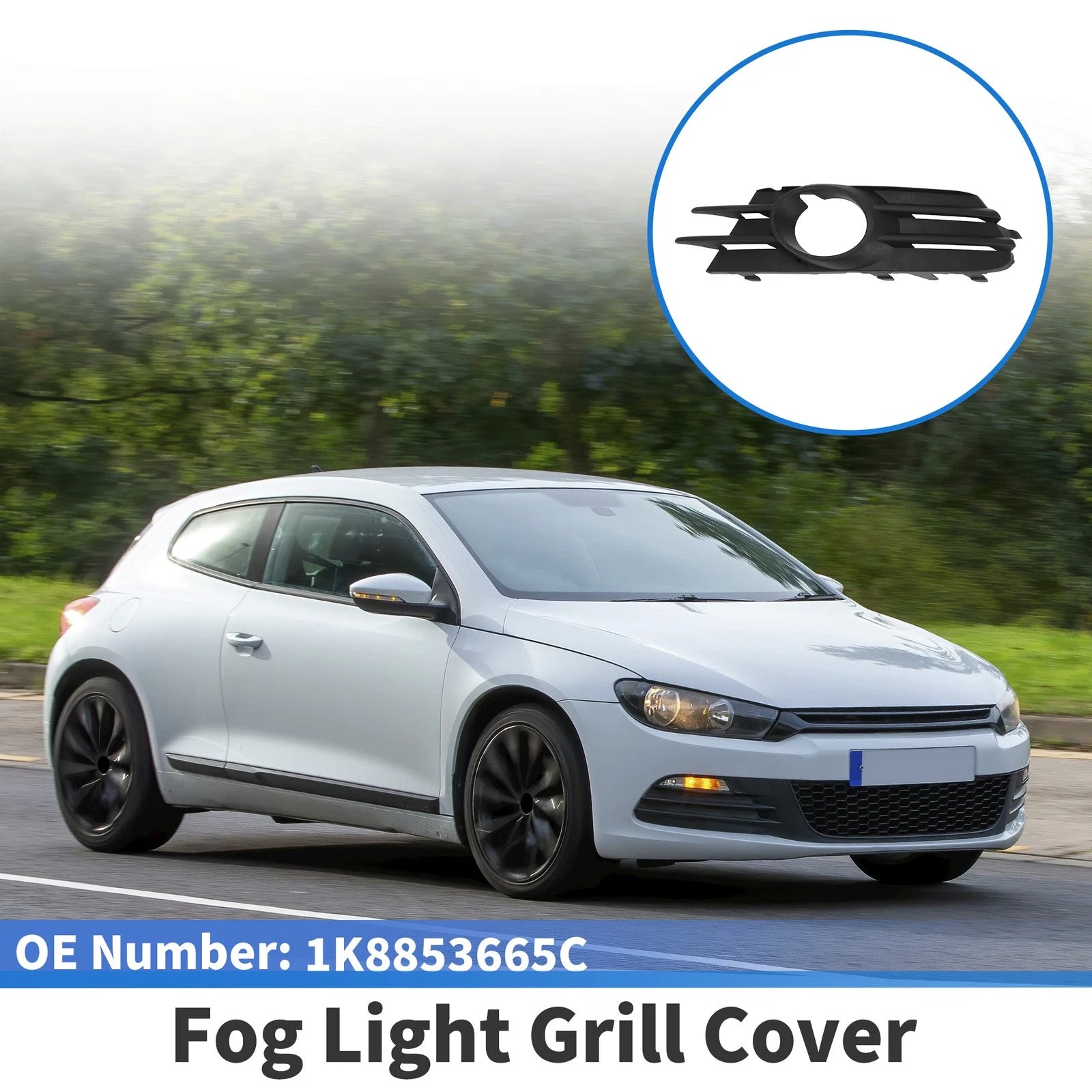 Front Left Fog Light Grille Replacement for Volkswagen Scirocco (2009–2017)