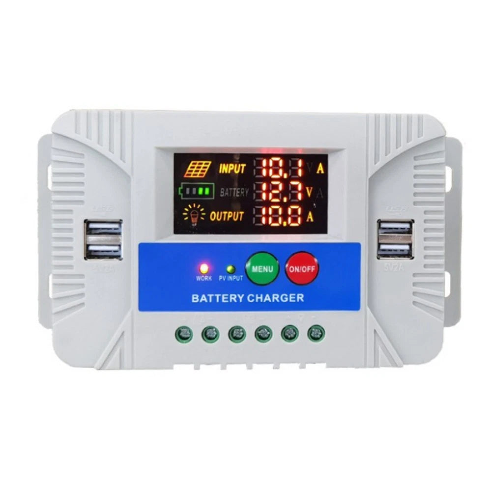 30A Digital Solar Charge Regulator for 12V 24V Systems with USB Output