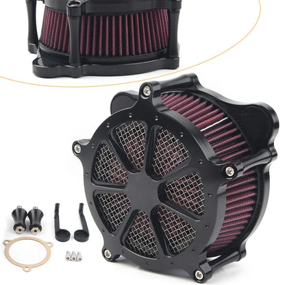Black Turbine Spike Air Intake Filter Cleaner for Harley Road Glide (2008–2016)