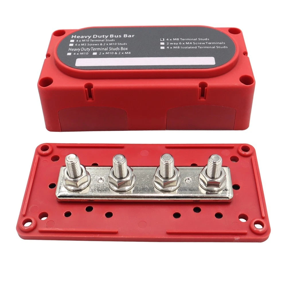 4-Way Terminal Block Busbar with M10 & M8 Studs for RV Automobiles