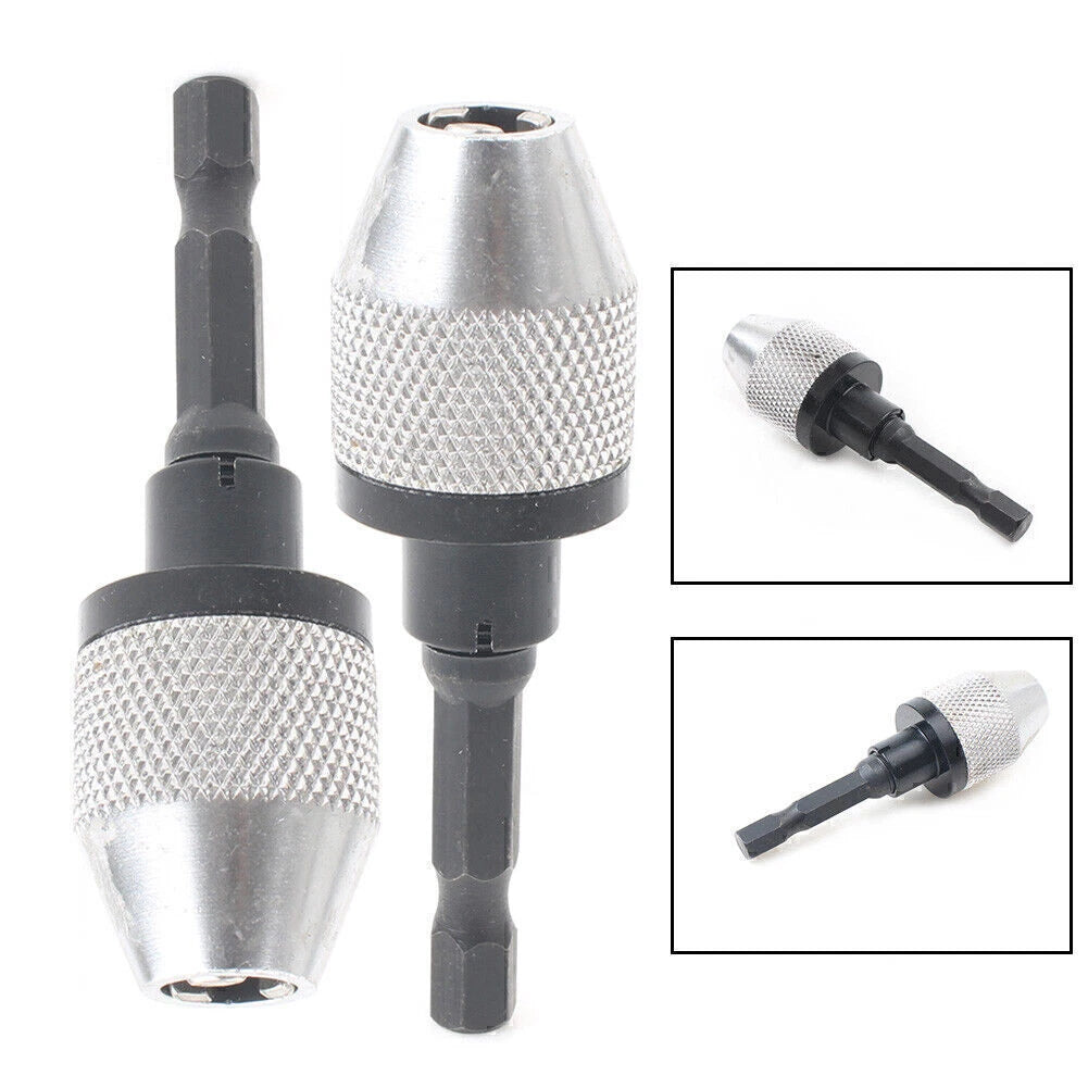 1/4'' Hex Shank Keyless Drill Bit Chuck Adapter Converter 1.2-7.0mm