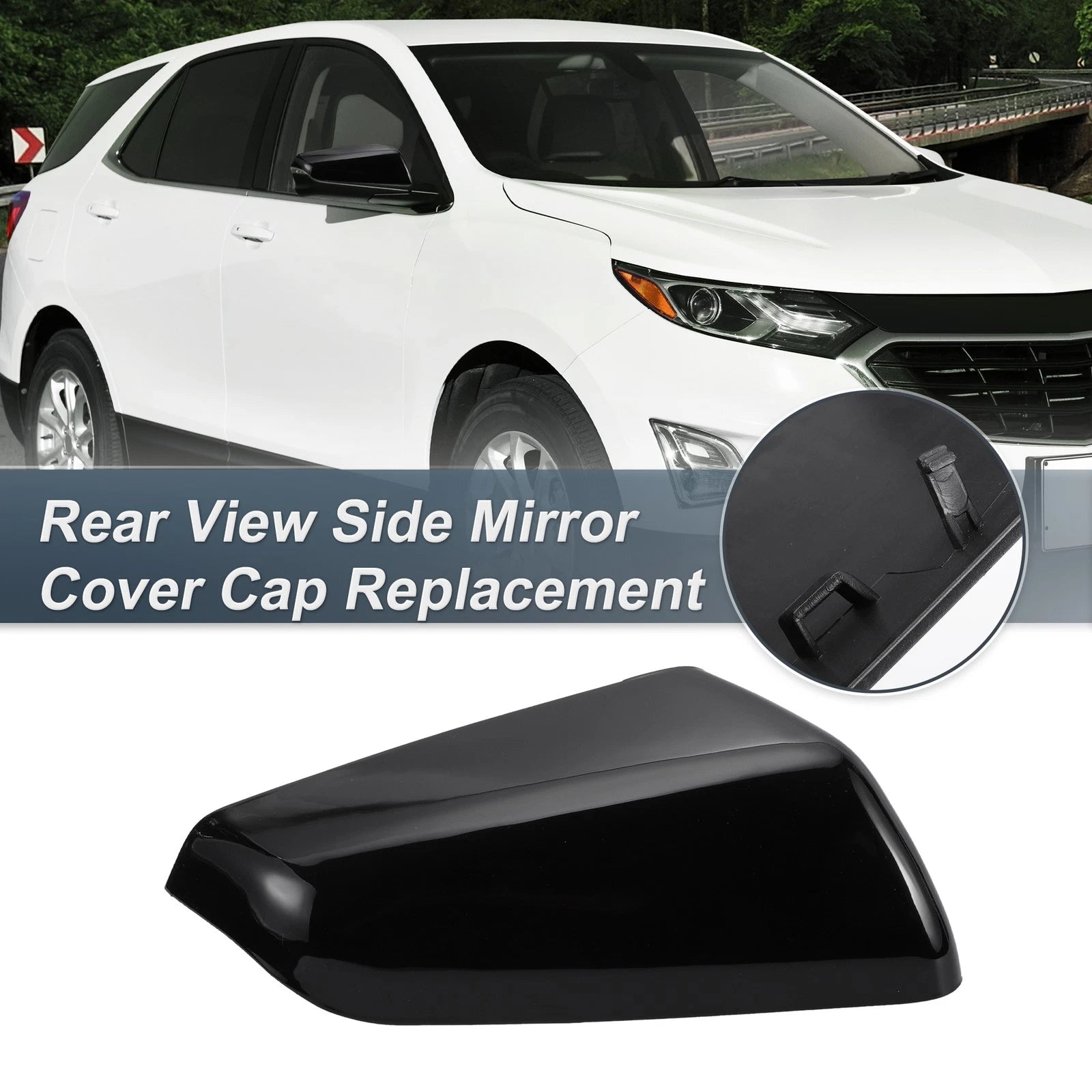 Right Side Mirror Cover Cap Gloss Black for Chevy Equinox GMC Terrain (2018–2024)