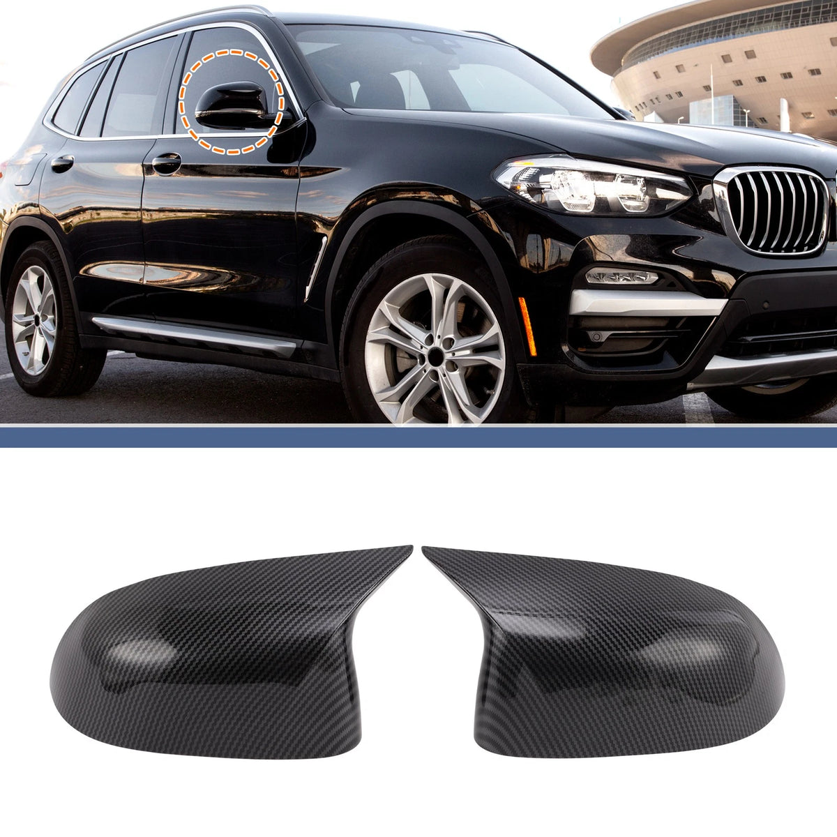 1 Pair Rearview Mirror Cover Cap for BMW X3 G01 (2018–2024)