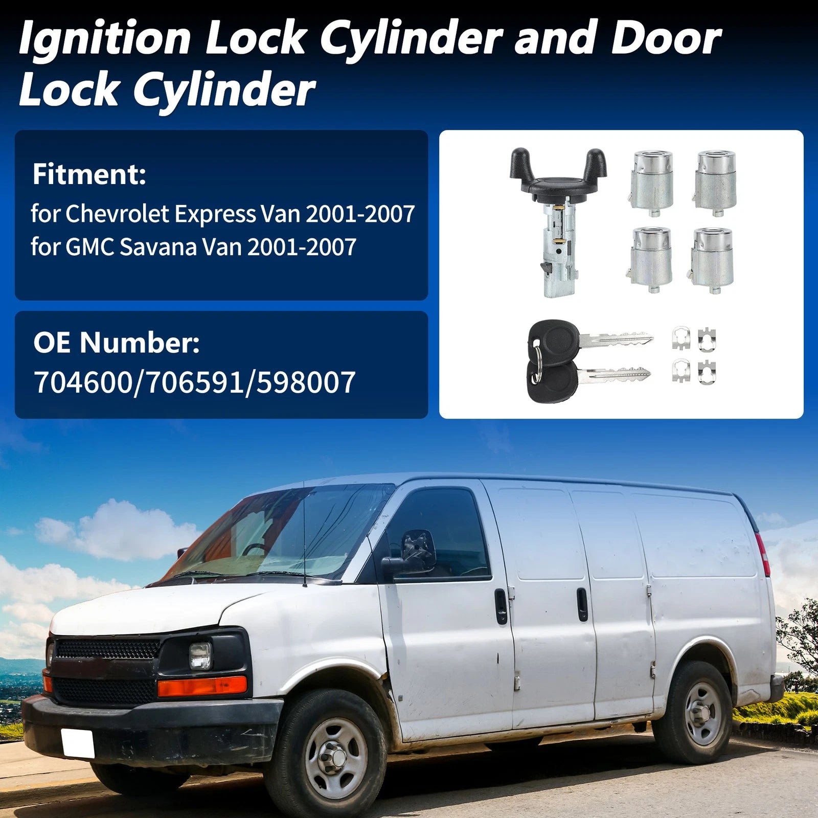 Ignition Lock Cylinder and Door Lock Replacement for Chevrolet Express (2010–2023)