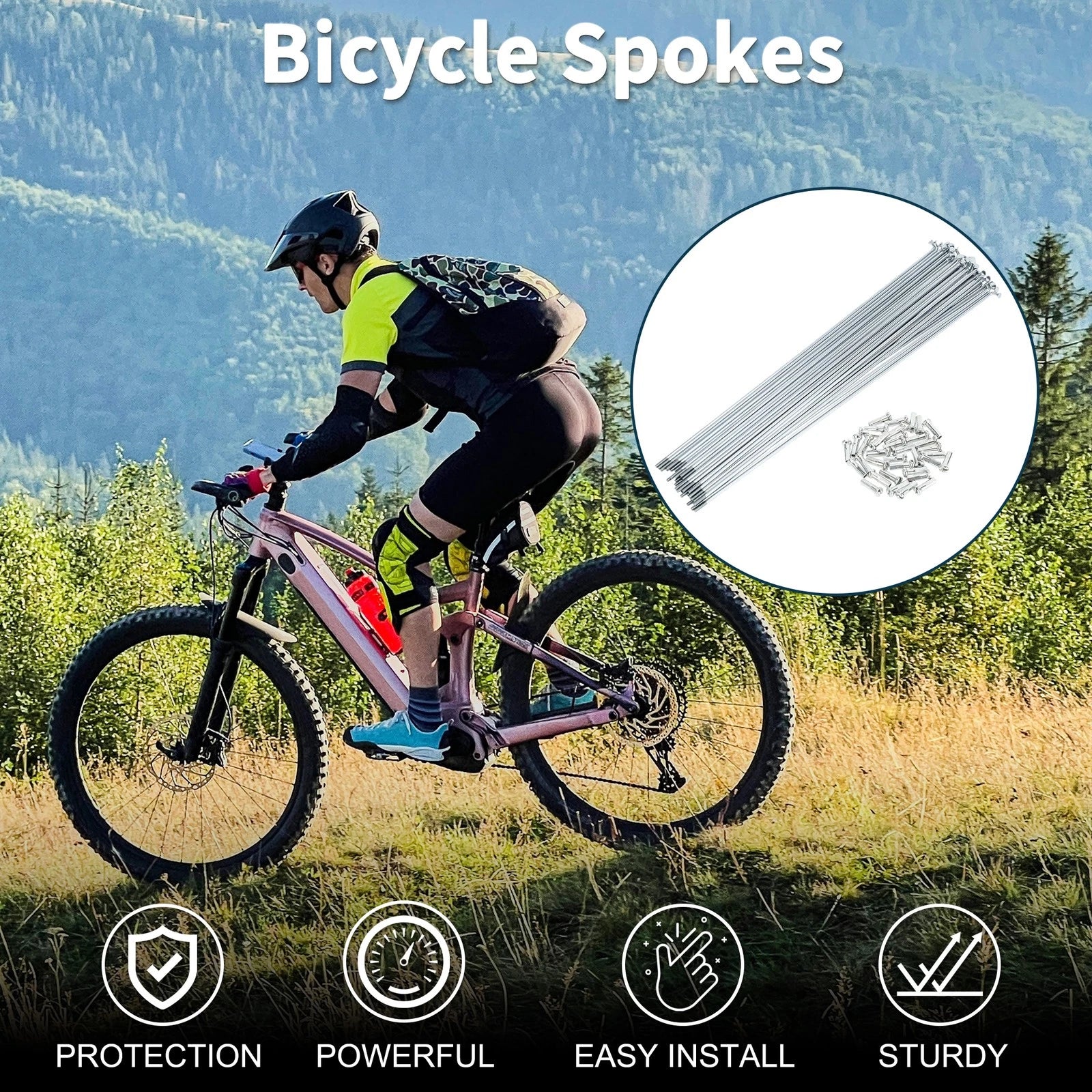 Bicycle Spokes Nipple Set 249mm Carbon Steel for Universal Use (Universal)
