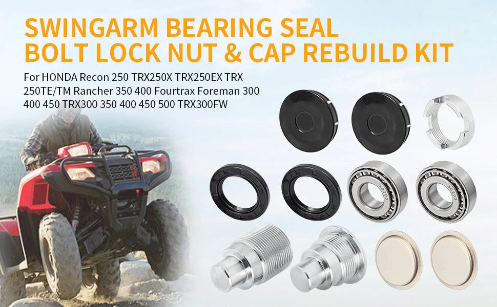 Swingarm Bearing Bolt Seal Cap Kit for Honda Foreman TRX400/TRX450/TRX500 (2000–2023)