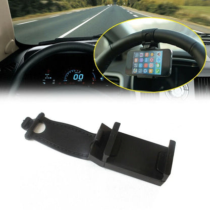 Steering Wheel Phone Holder 55-75mm for Car (ABS, Black Clip)