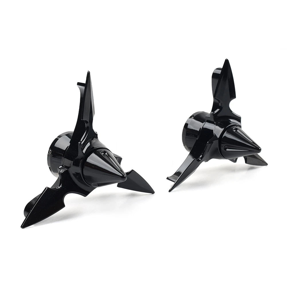 2X Spun Blade Front Axle Cap Nut Cover for Harley Softail Dyna