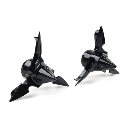 2X Spun Blade Front Axle Cap Nut Cover for Harley Softail Dyna
