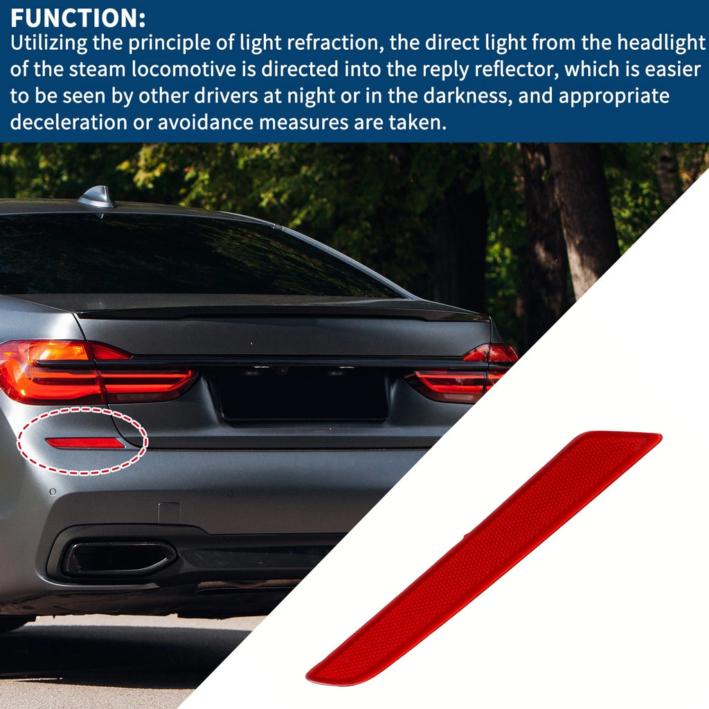 Bumper Reflector Replacement for BMW 740i 2016–2019 Rear Left Red