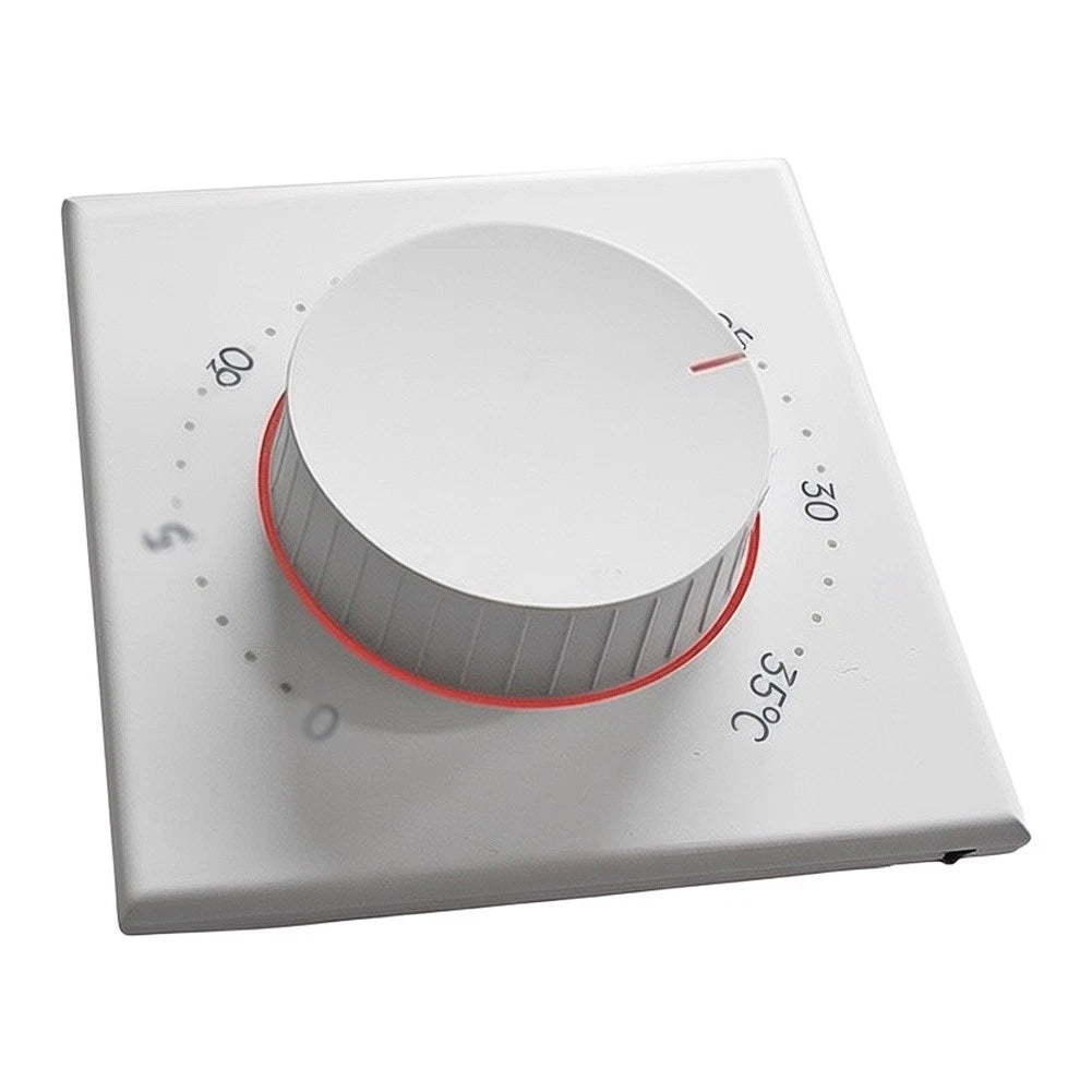 Compact White Screenless Thermostat 12.4mm Flush Mount 95-240VAC