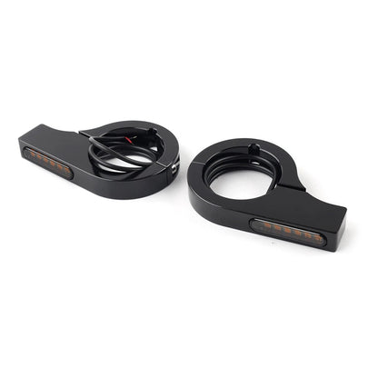 Black Motorcycle Fork Turn Signal Light Indicator Amber For Harley touring LED