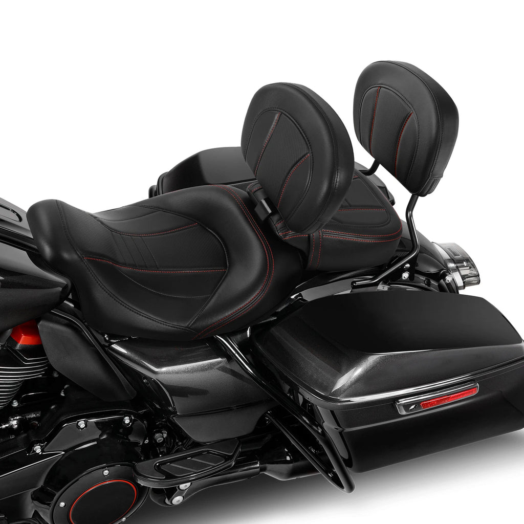 Low-Profile Seat with Backrest for Harley Touring (2009–2023)