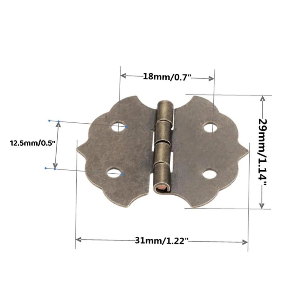 12Pc Antique Bronze Cabinet Hinge for Wooden Box Jewelry Chest