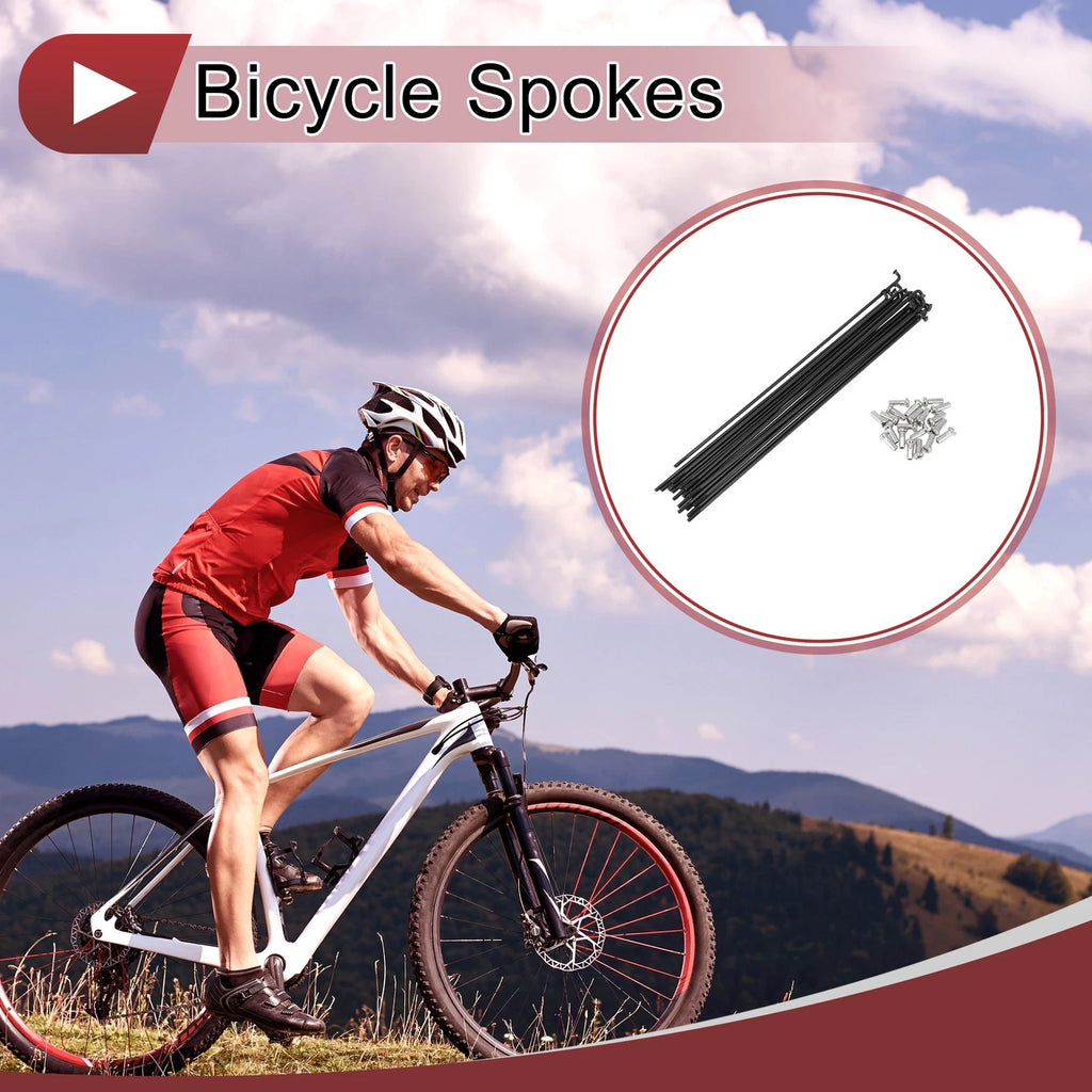 Bicycle Spokes 304 Stainless Steel Black 189mm for 20 Set Wheel