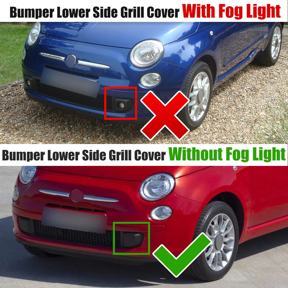 2X Front Bumper Lower Side Grill Deflector Covers 735455037 for Fiat 500 (2008–2013)
