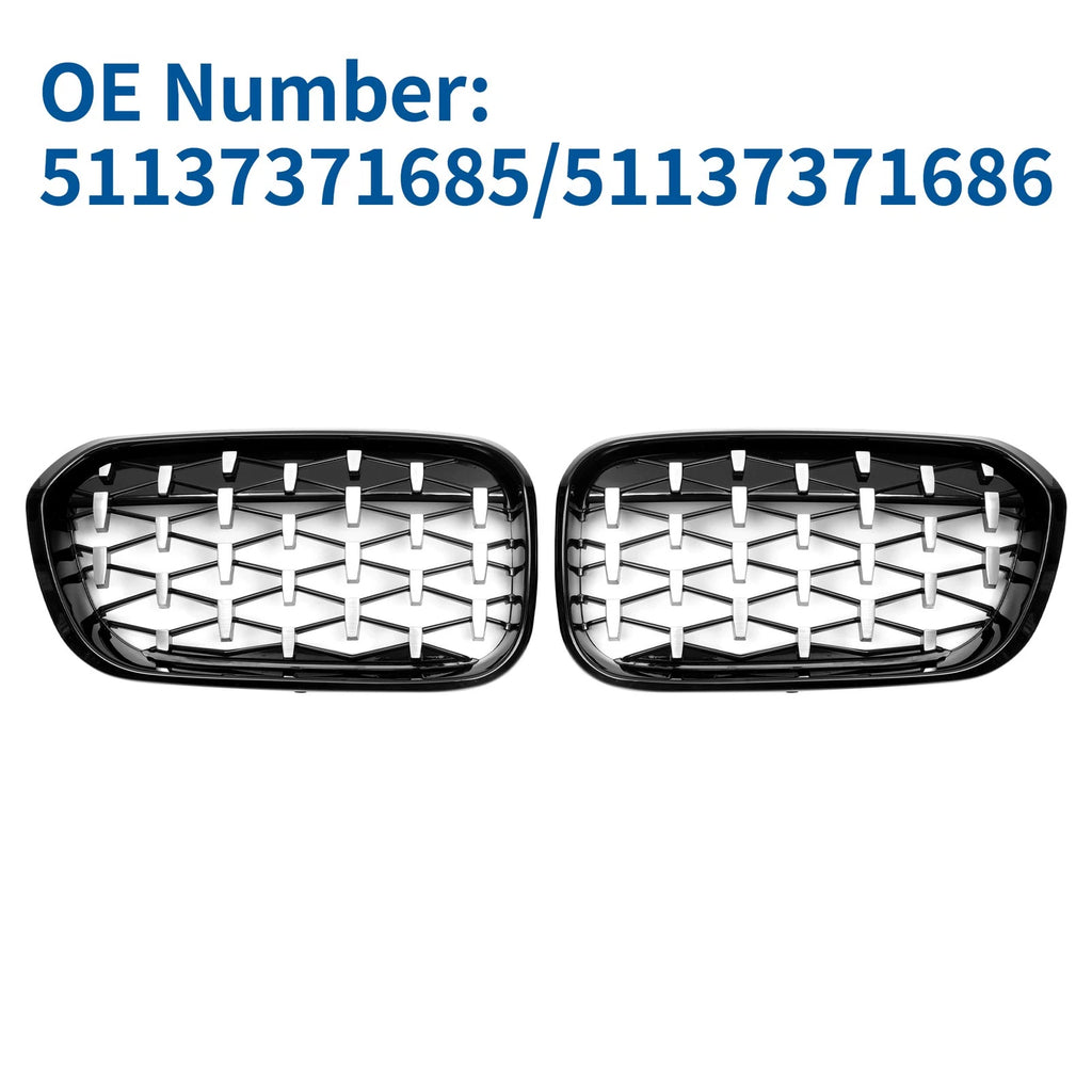 Front Upper Bumper Grille Grill Half Chrome Silver for BMW 1 Series (2011–2019)