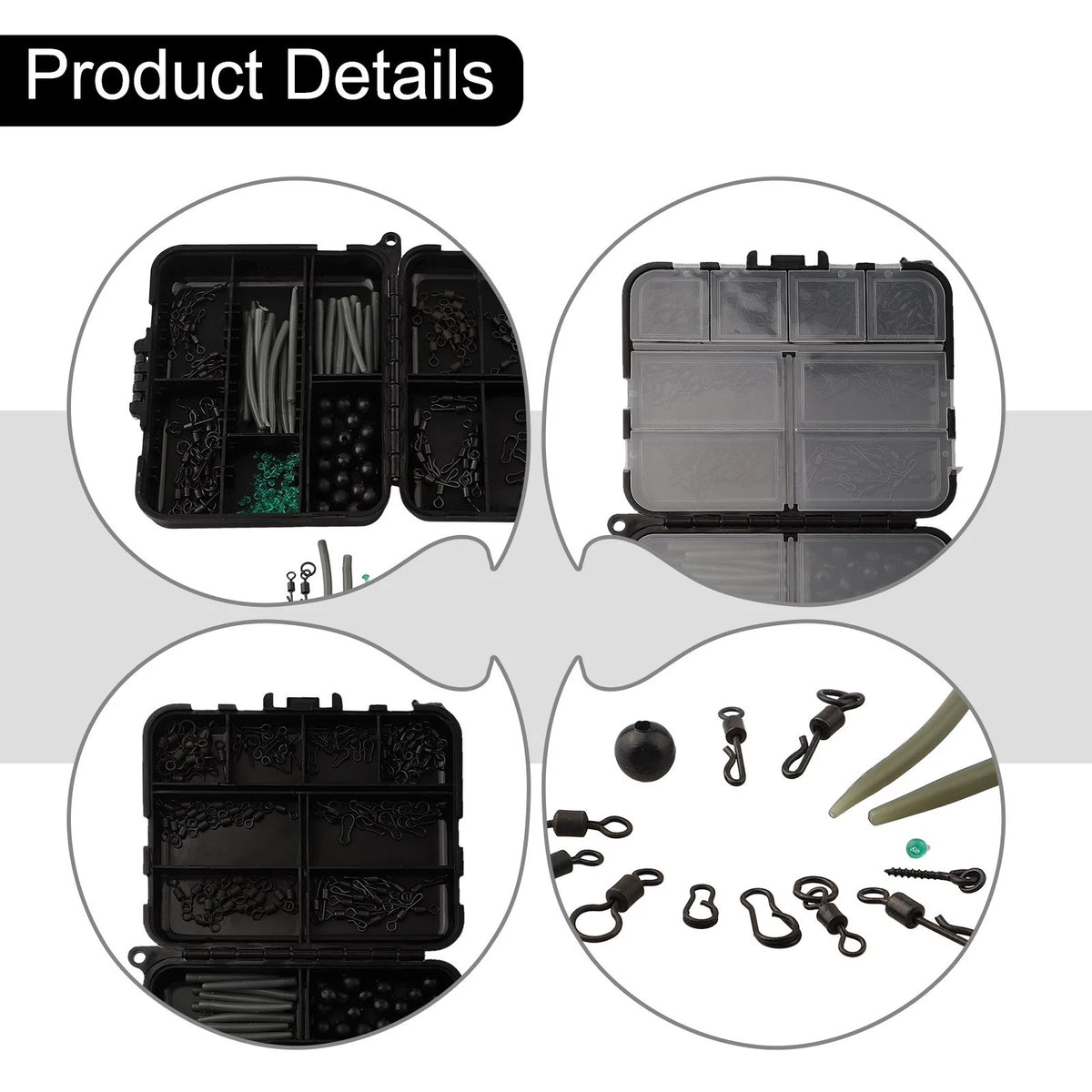 300pcs Carp Fishing Weights Clip Hooks Swivels Terminal Rigs