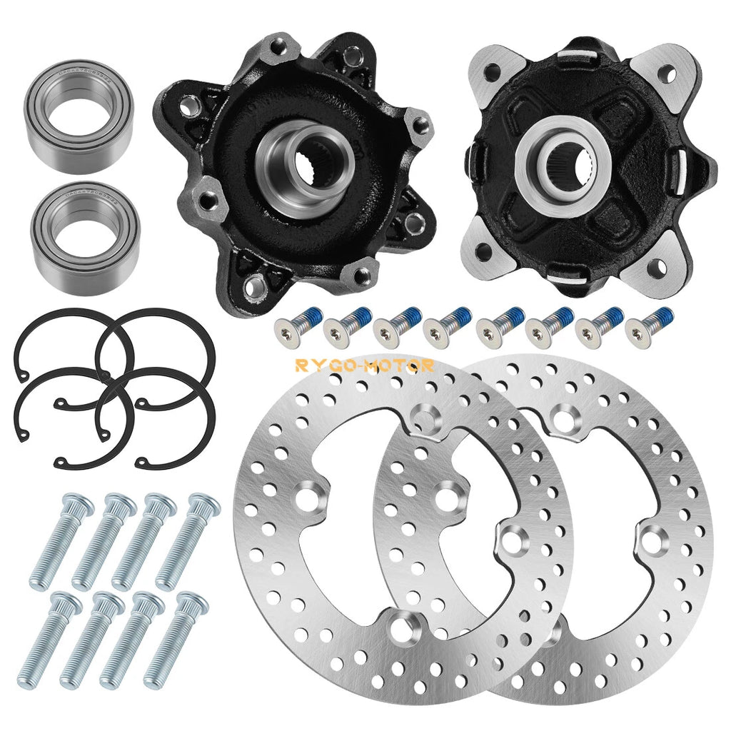 Set of 2 Front Wheel Hub Disc Rotors Bearings for Polaris Ranger 900 800 500 Diesel