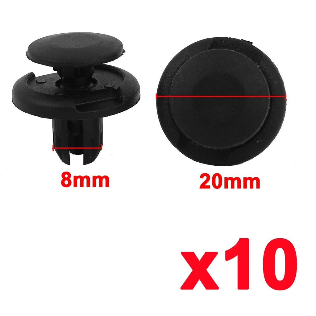 Door Push Rivet Retainer Clips Black Plastic for Honda (8mm) (100 Count)