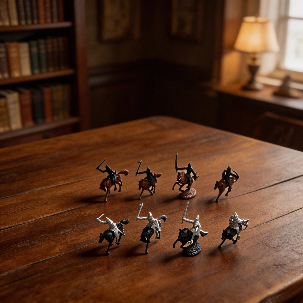 28PCS Medieval Knights Warriors Horses Soldiers Figures Model Ornament