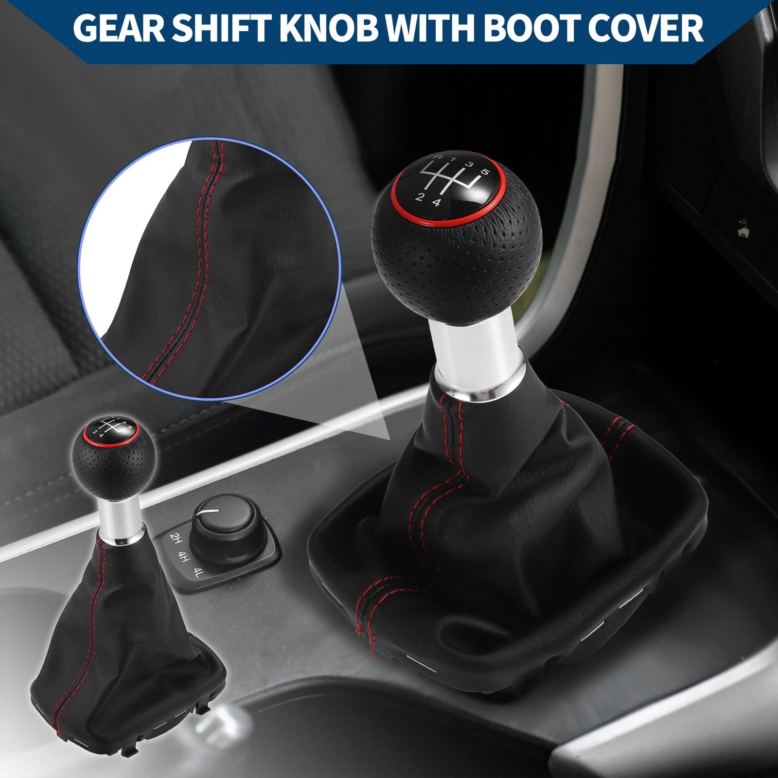 Gear Shift Knob with Cover Replacement for Audi A3 (2000–2003) Black