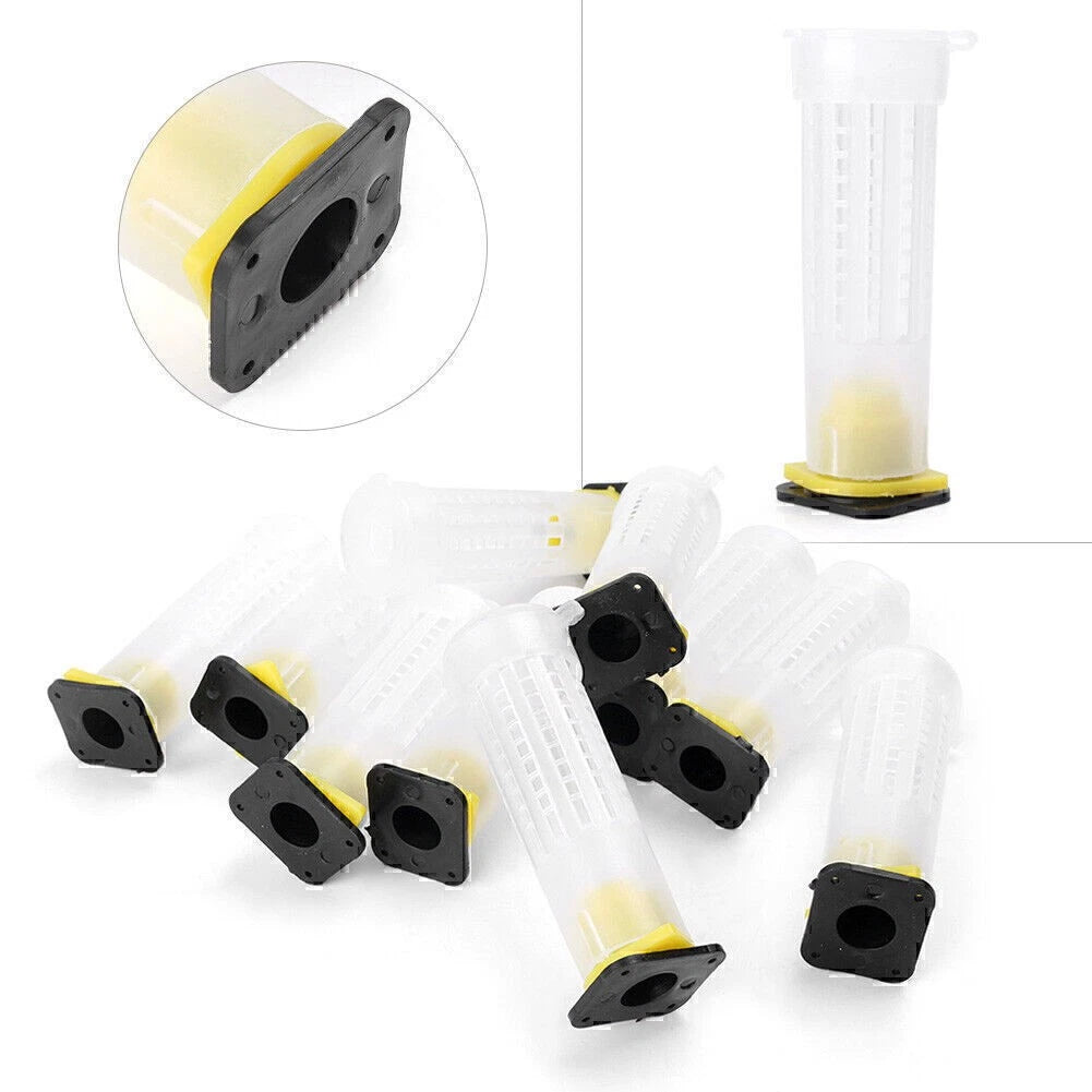 10x Plastic Beekeeping Rearing Cup Kit Queen Bee Cages Beekeeper Equipment Tools