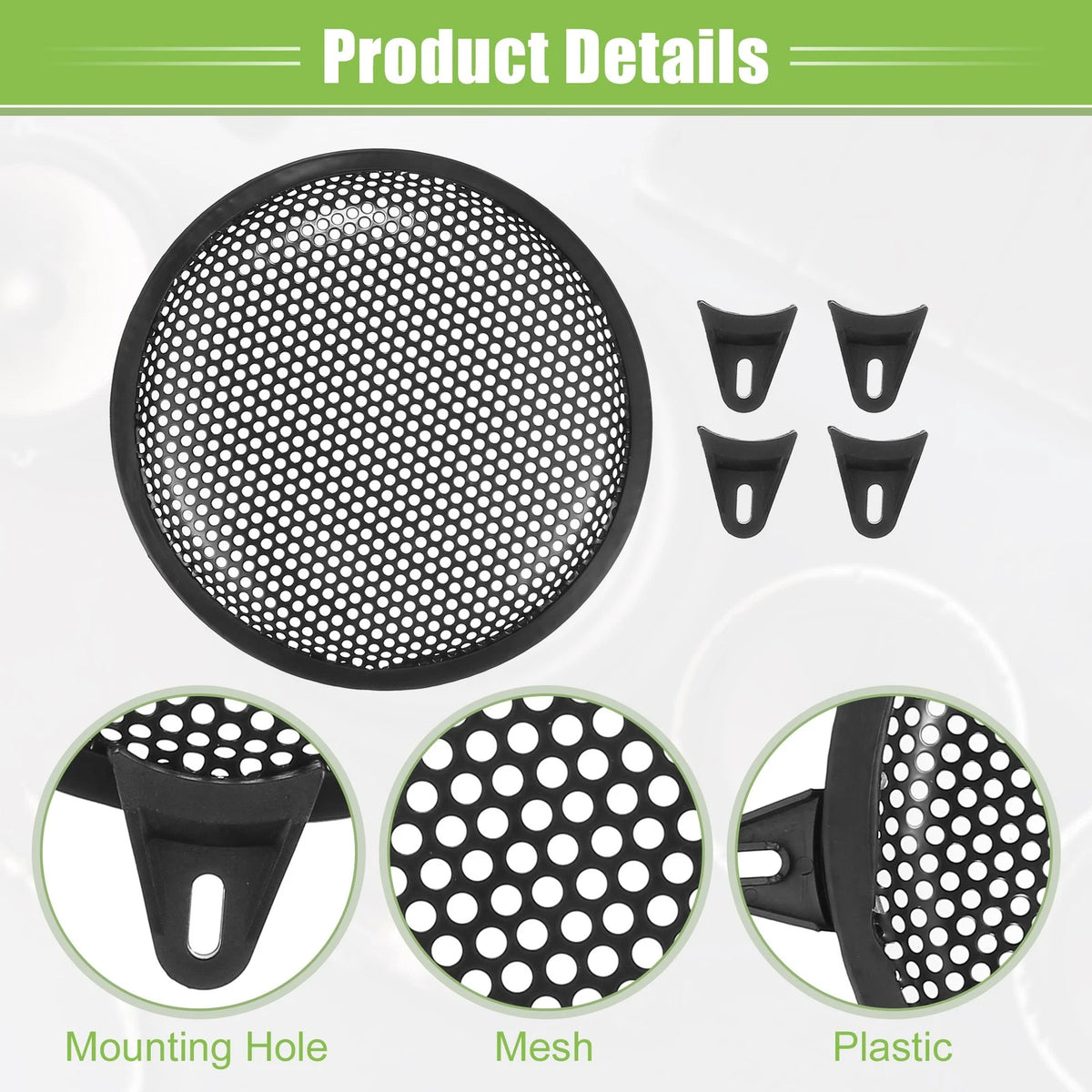 8" Car Speaker Grill Cover for Universal Subwoofer (with Screws & Clips)