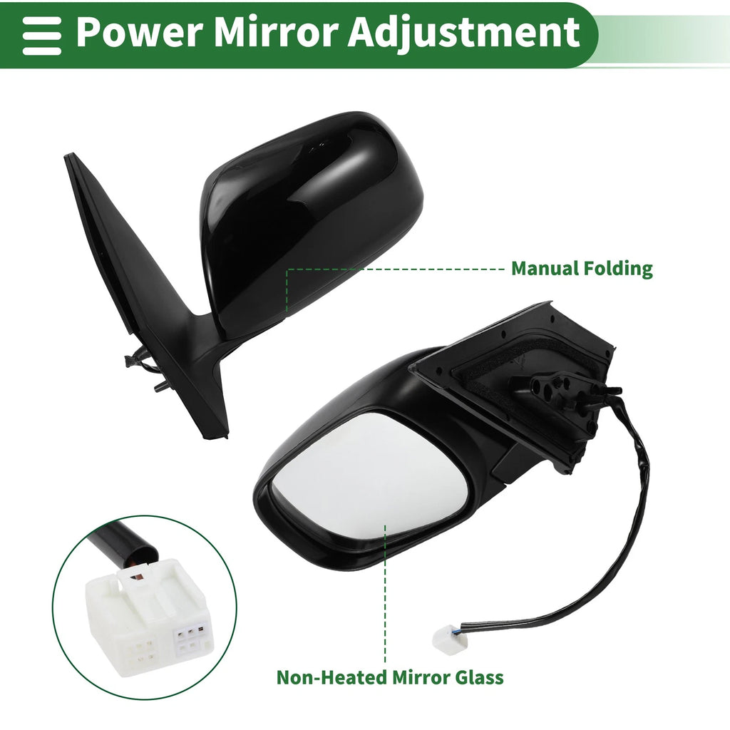 Left Side Door Mirror for Toyota RAV4 (2009–2012) Manual Folding Gloss Black