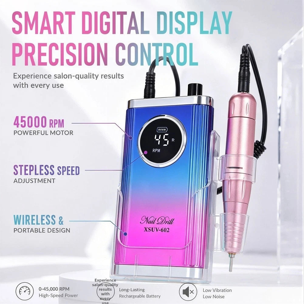 Nail Drill Machine 45000 RPM Rechargeable Lightweight for Extended Use
