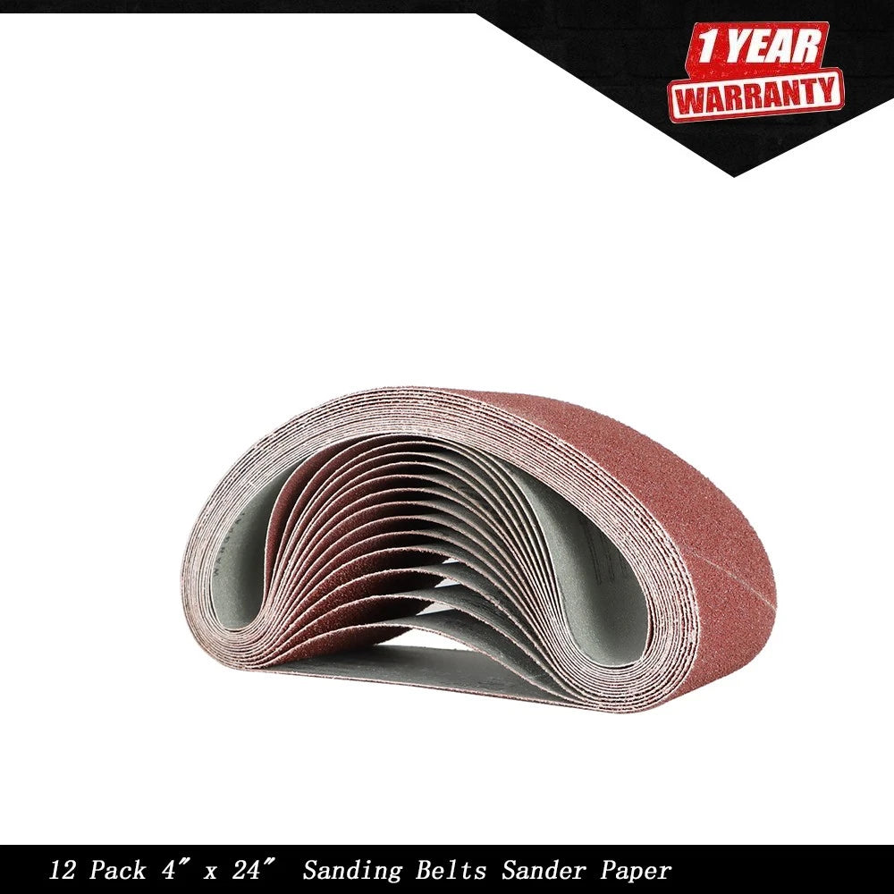 12 Pack Sanding Belts for (60, 80, 120, 150, 240, 400 Grit)